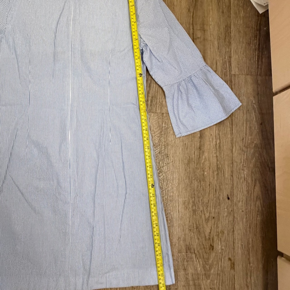 Talbots Blue Striped Embroidered Dress Belted Size‎ 8 - Picture 7 of 7